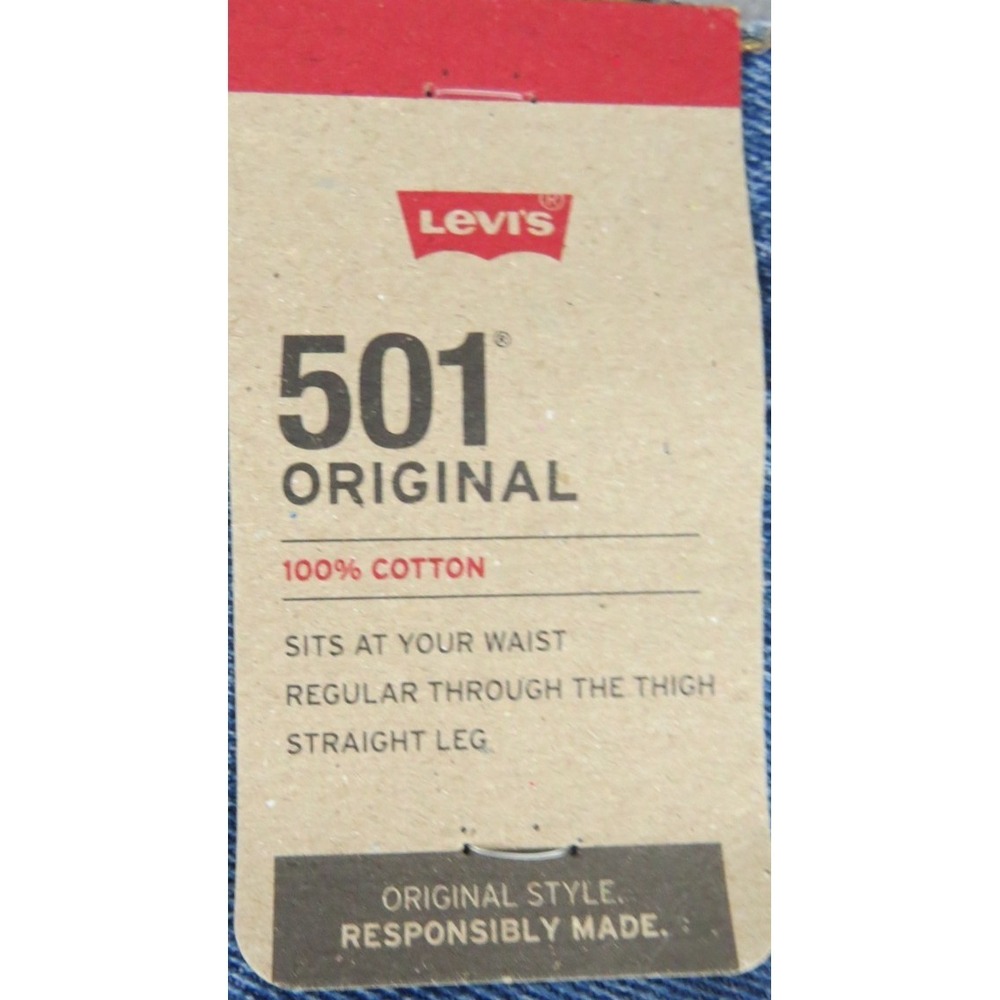 NWT Levis 501 Mens 31x36 Blue Denim Original Fit Button Fly Straight Leg Jeans - Picture 3 of 15